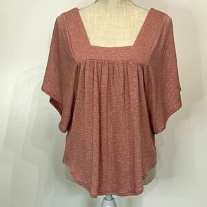 Como Vintage Petite Marsala Dusty Rose Pink Batwing Short Sleeve Women's Top; M
